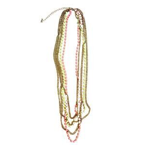 5 Multi Layer Chain Necklace Gold Neon Pink Yellow Long Necklace Y2K 90s